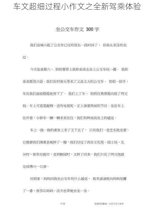 车文超细过程小作文之全新驾乘体验