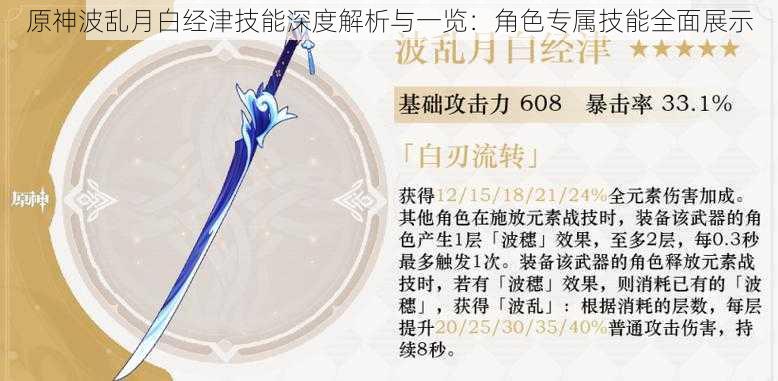 原神波乱月白经津技能深度解析与一览:角色专属技能全面展示