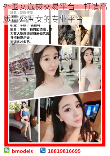 外围女选拔交易平台:打造高质量外围女的专业平台