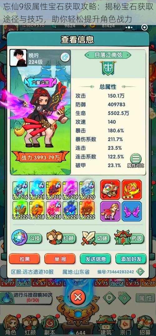 忘仙9级属性宝石获取攻略:揭秘宝石获取途径与技巧,助你轻松提升角色战力