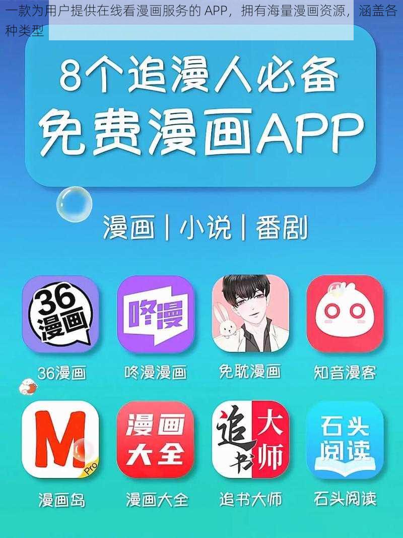 一款为用户提供在线看漫画服务的 APP,拥有海量漫画资源,涵盖各种类型