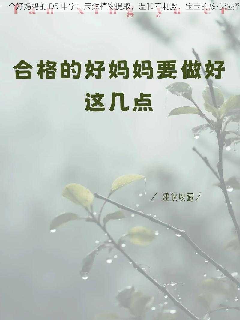 一个好妈妈的 D5 申字:天然植物提取,温和不刺激,宝宝的放心选择