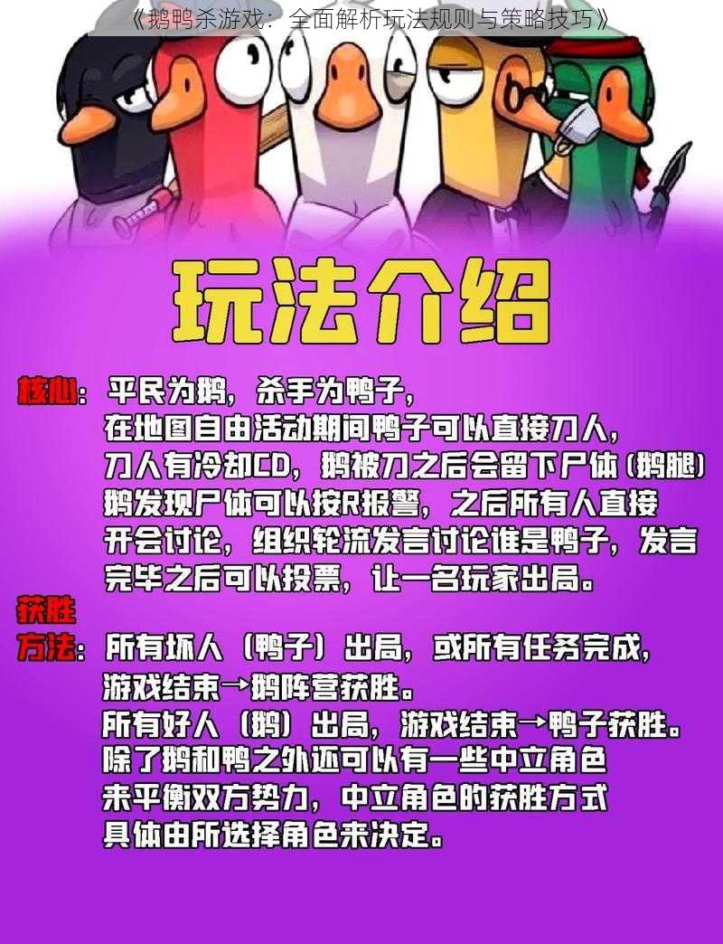《鹅鸭杀游戏:全面解析玩法规则与策略技巧》