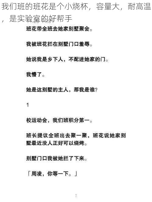 我们班的班花是个小烧杯,容量大,耐高温,是实验室的好帮手
