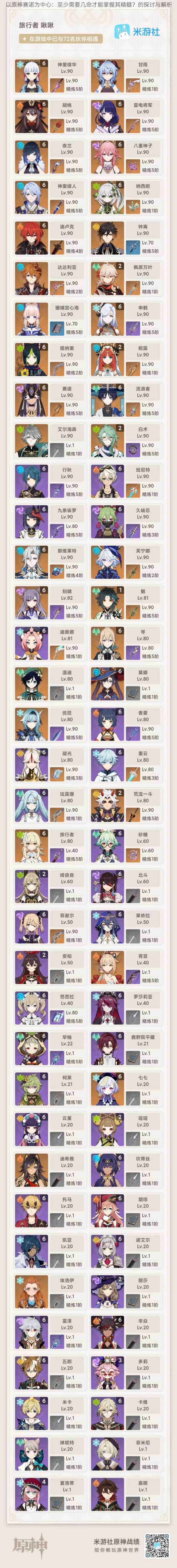 以原神赛诺为中心:至少需要几命才能掌握其精髓?的探讨与解析