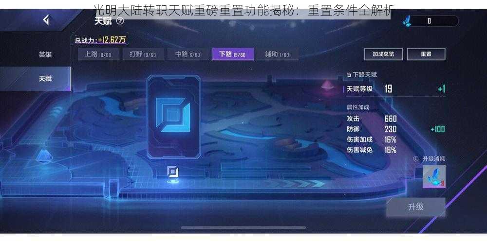 光明大陆转职天赋重磅重置功能揭秘:重置条件全解析