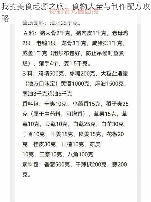 我的美食起源之旅:食物大全与制作配方攻略