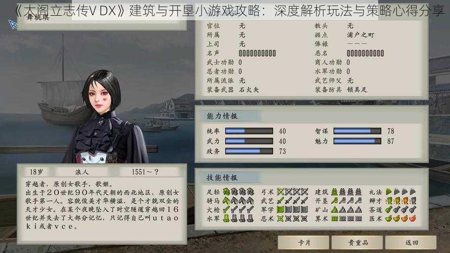 《太阁立志传V DX》建筑与开垦小游戏攻略:深度解析玩法与策略心得分享
