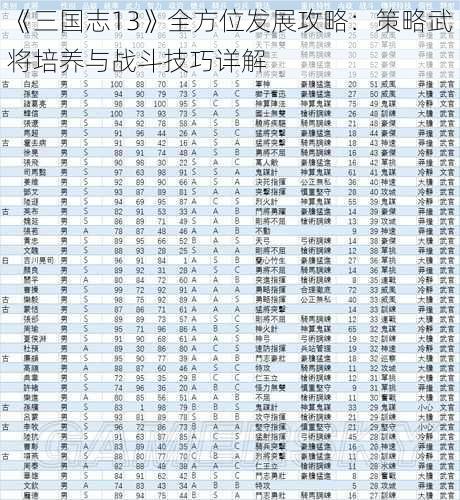 《三国志13》全方位发展攻略:策略武将培养与战斗技巧详解