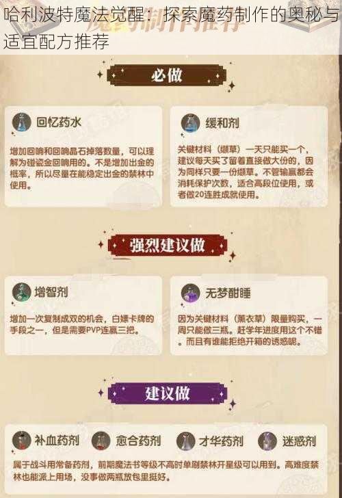 哈利波特魔法觉醒:探索魔药制作的奥秘与适宜配方推荐