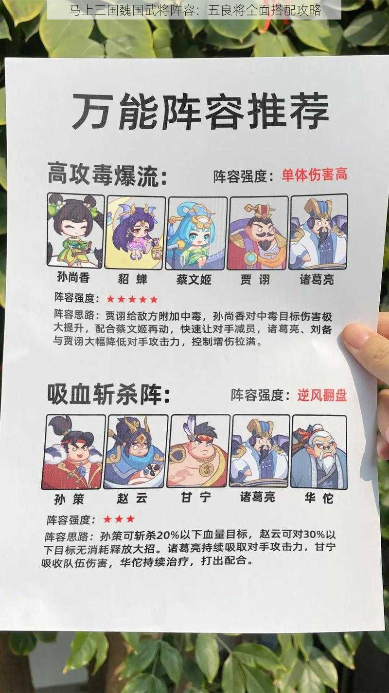 马上三国魏国武将阵容:五良将全面搭配攻略