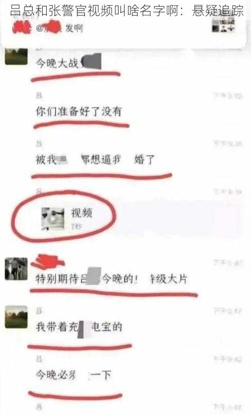 吕总和张警官视频叫啥名字啊:悬疑追踪