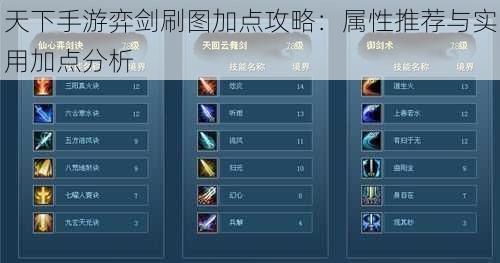 天下手游弈剑刷图加点攻略:属性推荐与实用加点分析