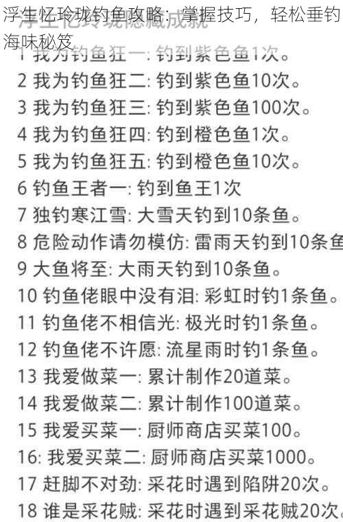 浮生忆玲珑钓鱼攻略:掌握技巧,轻松垂钓海味秘笈