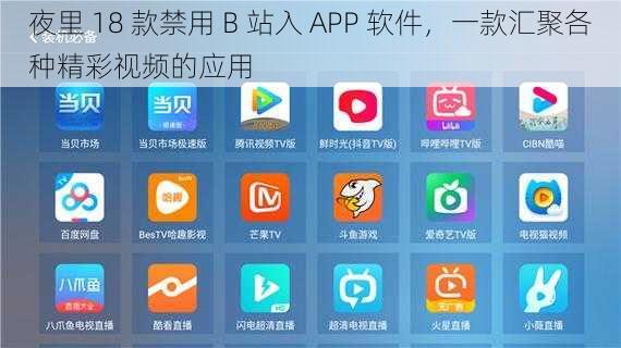 夜里 18 款禁用 B 站入 APP 软件,一款汇聚各种精彩视频的应用