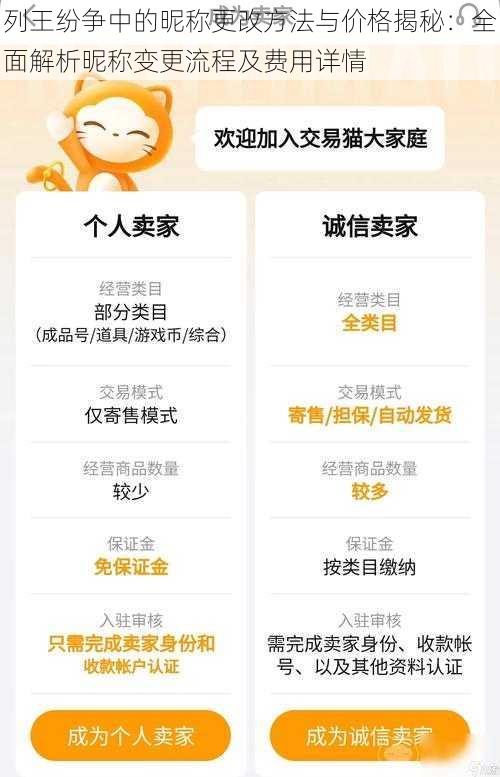 列王纷争中的昵称更改方法与价格揭秘:全面解析昵称变更流程及费用详情