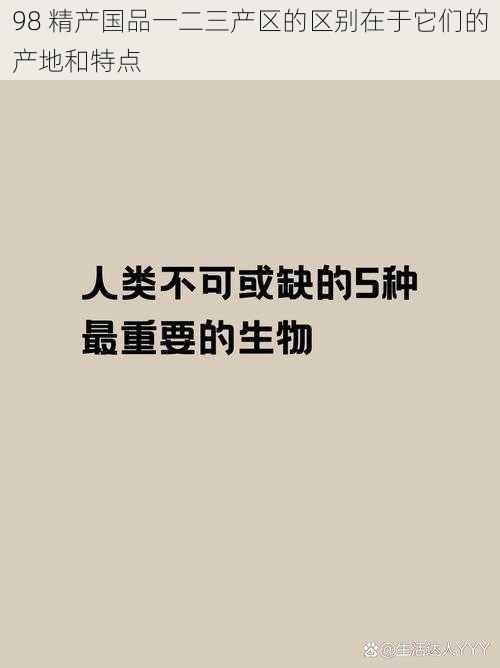 98 精产国品一二三产区的区别在于它们的产地和特点