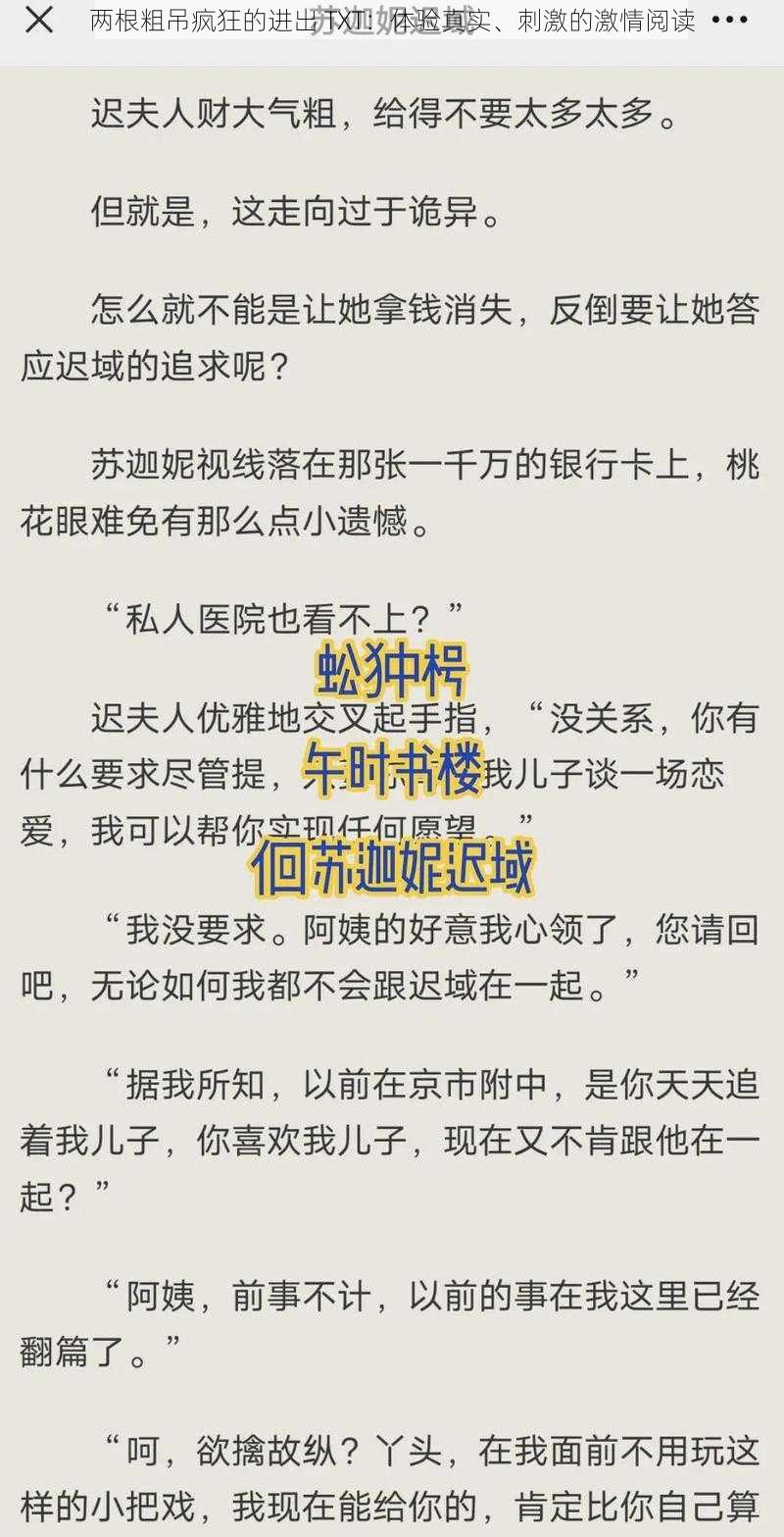 两根粗吊疯狂的进出 TXT:体验真实、刺激的激情阅读