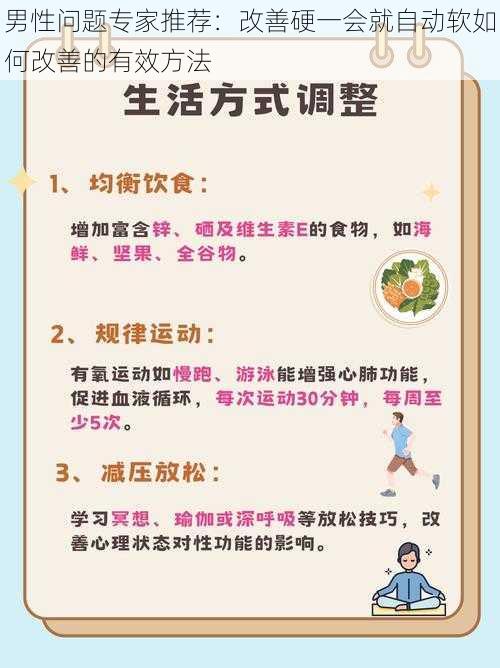 男性问题专家推荐:改善硬一会就自动软如何改善的有效方法