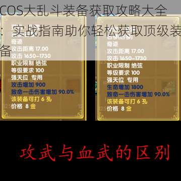 COS大乱斗装备获取攻略大全:实战指南助你轻松获取顶级装备