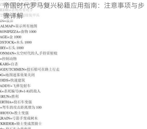 帝国时代罗马复兴秘籍应用指南:注意事项与步骤详解