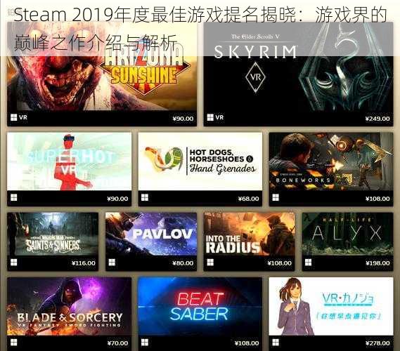 Steam 2019年度最佳游戏提名揭晓:游戏界的巅峰之作介绍与解析