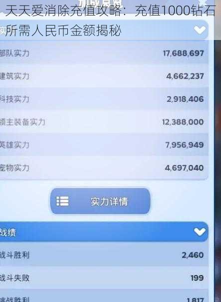 天天爱消除充值攻略:充值1000钻石所需人民币金额揭秘