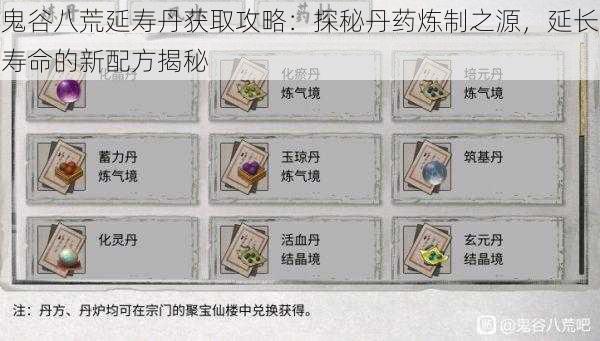 鬼谷八荒延寿丹获取攻略:探秘丹药炼制之源,延长寿命的新配方揭秘