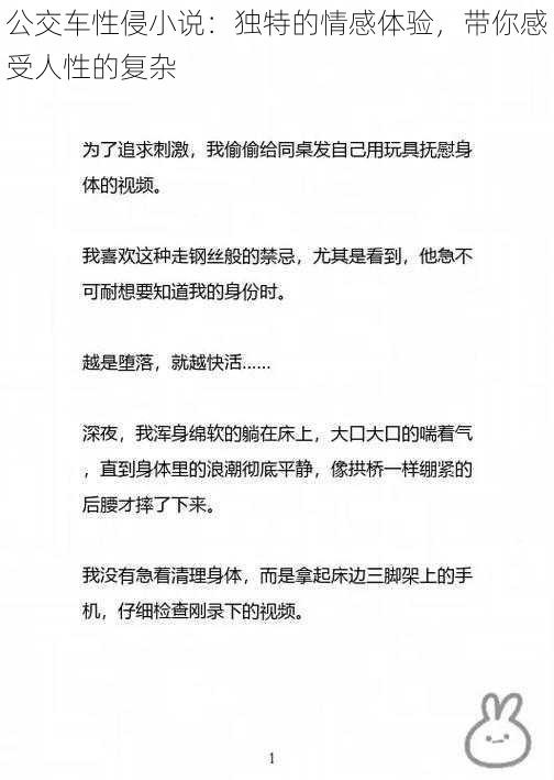 公交车性侵小说:独特的情感体验,带你感受人性的复杂