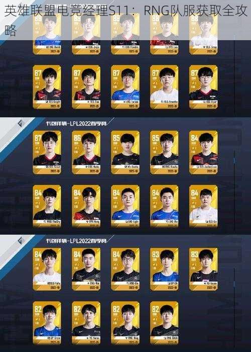 英雄联盟电竞经理S11:RNG队服获取全攻略