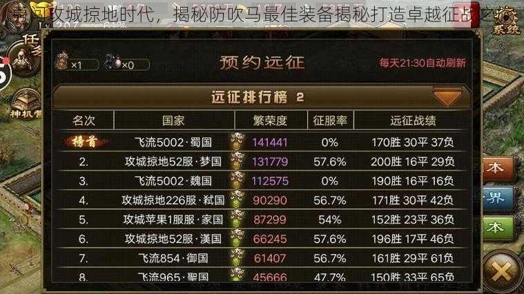 勇闯攻城掠地时代，揭秘防吹马最佳装备揭秘打造卓越征战之旅