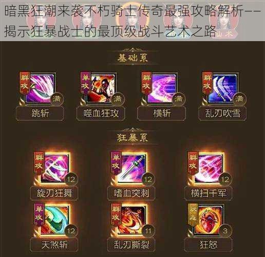 暗黑狂潮来袭不朽骑士传奇最强攻略解析——揭示狂暴战士的最顶级战斗艺术之路