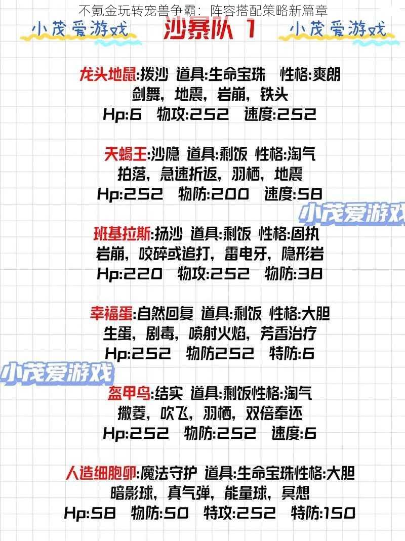 不氪金玩转宠兽争霸:阵容搭配策略新篇章