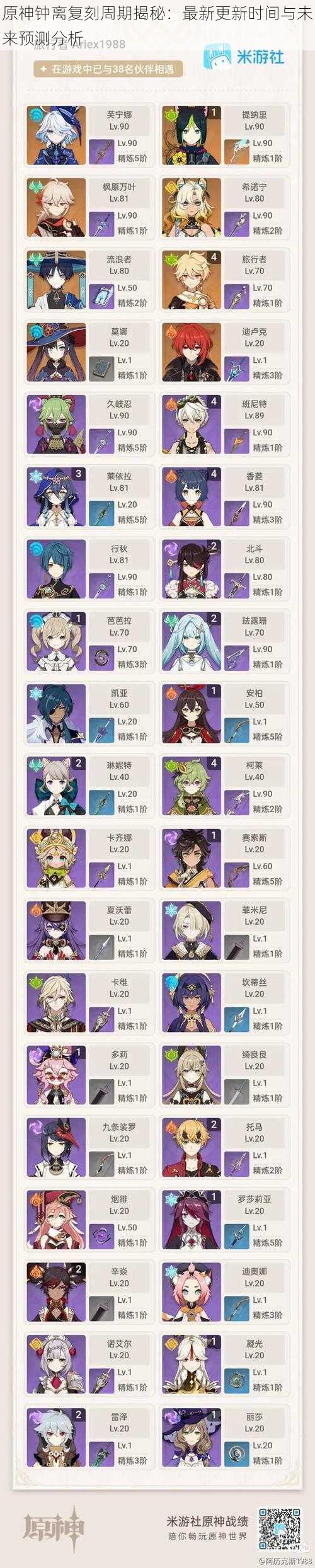 原神钟离复刻周期揭秘:最新更新时间与未来预测分析
