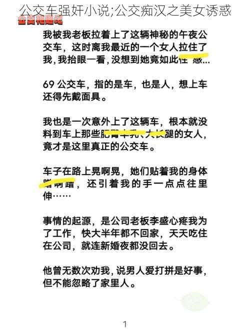 公交车强奸小说;公交痴汉之美女诱惑