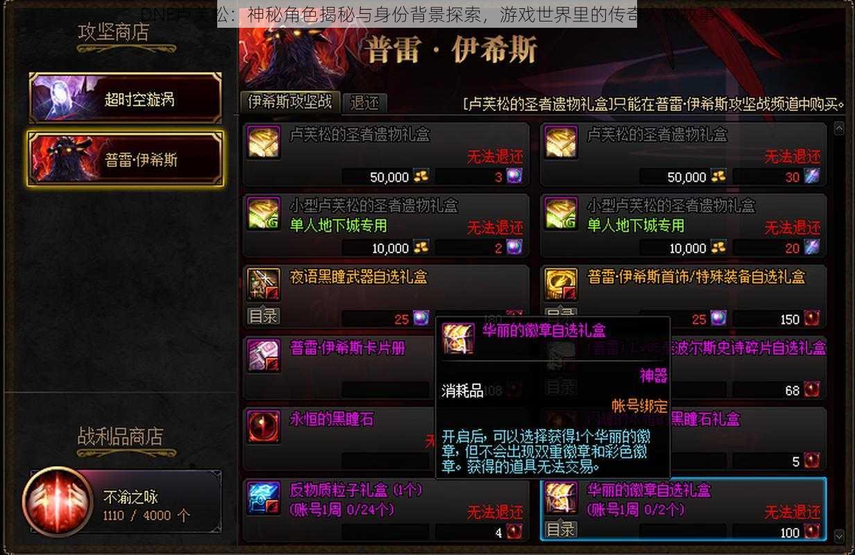 DNF卢芙松:神秘角色揭秘与身份背景探索,游戏世界里的传奇人物故事