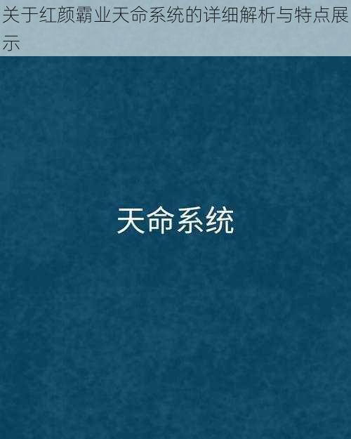 关于红颜霸业天命系统的详细解析与特点展示