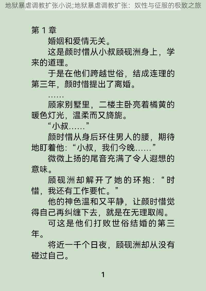 地狱暴虐调教扩张小说;地狱暴虐调教扩张:奴性与征服的极致之旅
