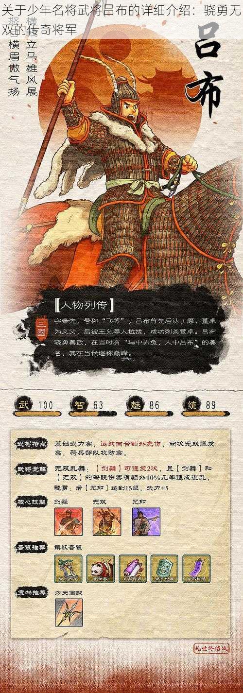 关于少年名将武将吕布的详细介绍:骁勇无双的传奇将军
