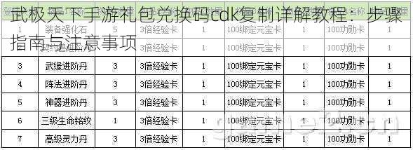 武极天下手游礼包兑换码cdk复制详解教程:步骤指南与注意事项