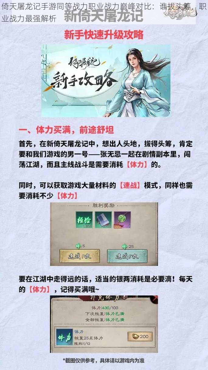 倚天屠龙记手游同等战力职业战力巅峰对比:谁拔头筹,职业战力最强解析