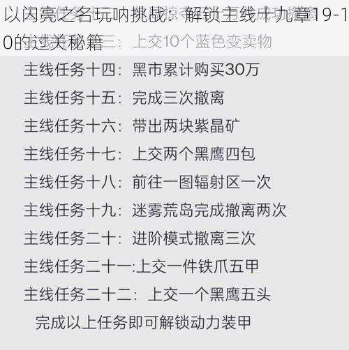 以闪亮之名玩呐挑战:解锁主线十九章19-10的过关秘籍