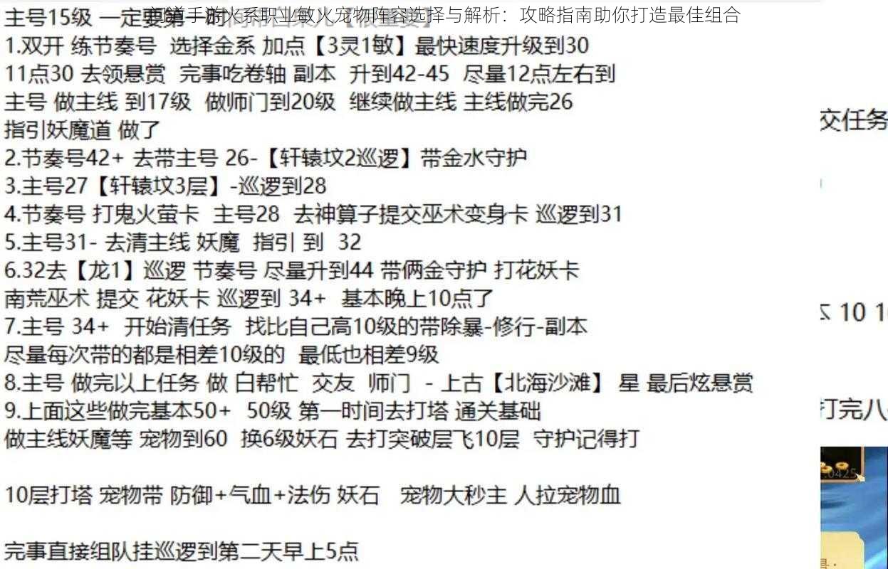 问道手游火系职业敏火宠物阵容选择与解析:攻略指南助你打造最佳组合