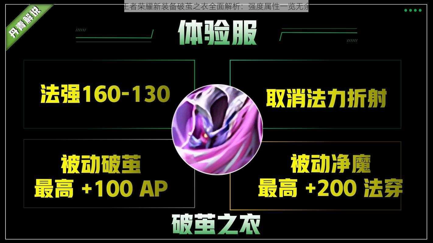 王者荣耀新装备破茧之衣全面解析:强度属性一览无余