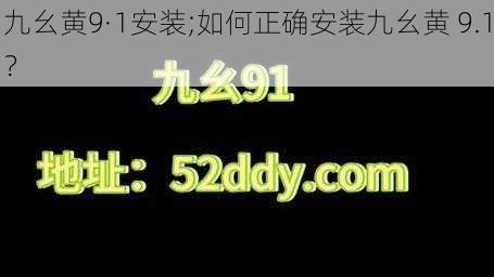 九幺黄9·1安装;如何正确安装九幺黄 9.1?