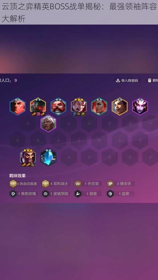 云顶之弈精英BOSS战单揭秘:最强领袖阵容大解析