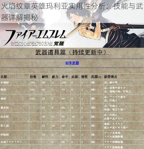 火焰纹章英雄玛利亚实用性分析：技能与武器详解揭秘