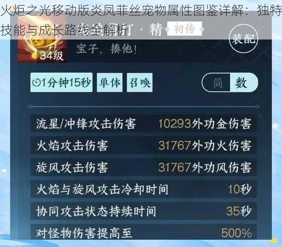 火炬之光移动版炎凤菲丝宠物属性图鉴详解:独特技能与成长路线全解析