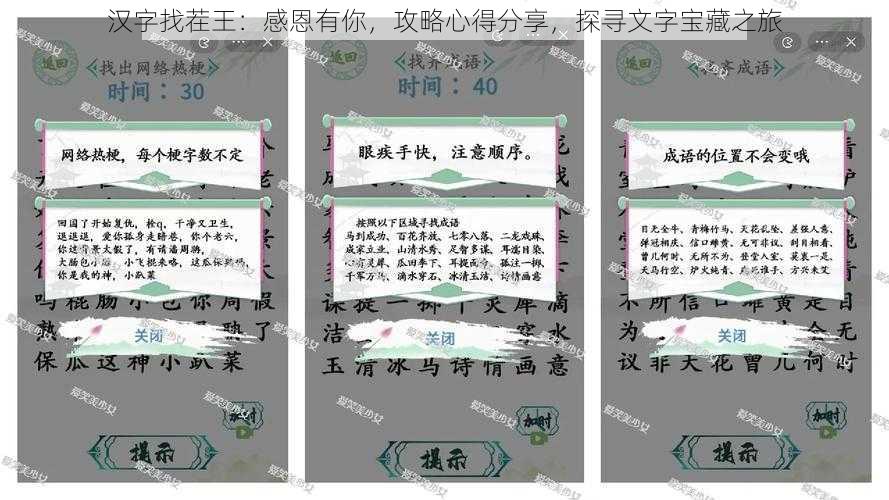 汉字找茬王:感恩有你,攻略心得分享,探寻文字宝藏之旅